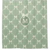 Coquette Bows Gingham Monogram Cream Sage Green Duschvorhang (Vorderseite)