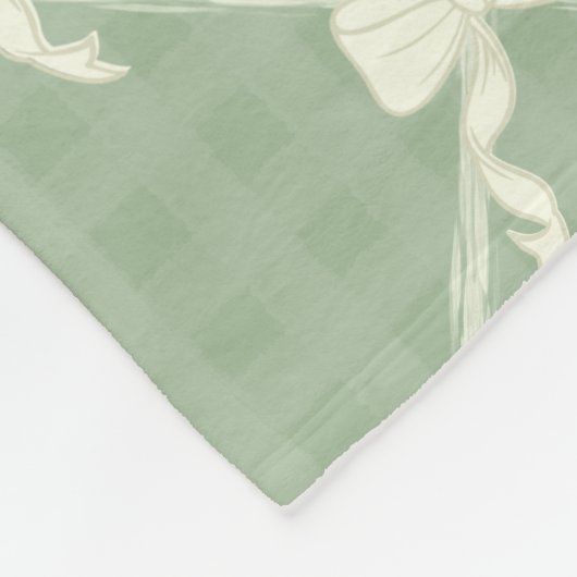 Coquette Bows Gingham Monogram Cream Sage Green  Fleecedecke (Ecke)