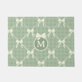 Coquette Bows Gingham Monogram Cream Sage Green Fußmatte (Vorderseite)