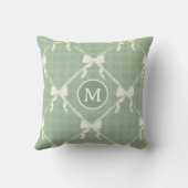 Coquette Bows Gingham Monogram Cream Sage Green Kissen (Rückseite)