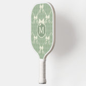 Coquette Bows Gingham Monogram Cream Sage Green Pickleball Schläger (Links)