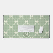 Coquette Bows Gingham Monogram Cream Sage Green  Schreibtischunterlage (Tastatur & Maus)