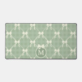 Coquette Bows Gingham Monogram Cream Sage Green Schreibtischunterlage (Vorderseite)