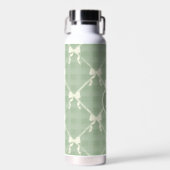 Coquette Bows Gingham Monogram Cream Sage Green  Trinkflasche (Vorne)
