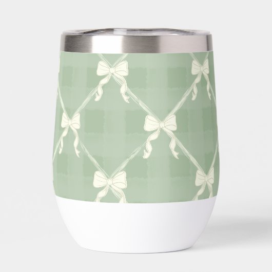 Coquette Bows Gingham Pattern Cream Sage Green  (Rückseite)