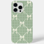  Coquette Bows Gingham Pattern Cream Sage Green Case-Mate iPhone Hülle (Rückseite)