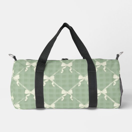 Coquette Bows Gingham Pattern Cream Sage Green  Duffle Bag (Vorderseite)