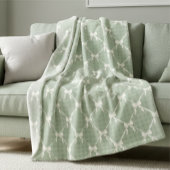 Coquette Bows Gingham Pattern Cream Sage Green  Fleecedecke