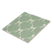 Coquette Bows Gingham Pattern Cream Sage Green Fliese (Seite)
