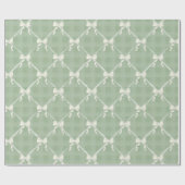 Coquette Bows Gingham Pattern Cream Sage Green Geschenkpapier (Flach)