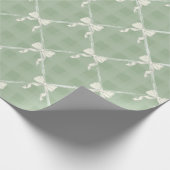 Coquette Bows Gingham Pattern Cream Sage Green  Geschenkpapier (Ecke)
