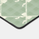 Coquette Bows Gingham Pattern Cream Sage Green  Schreibtischunterlage (Ecke)