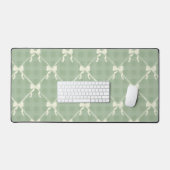 Coquette Bows Gingham Pattern Cream Sage Green  Schreibtischunterlage (Tastatur & Maus)