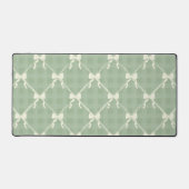 Coquette Bows Gingham Pattern Cream Sage Green Schreibtischunterlage (Vorderseite)