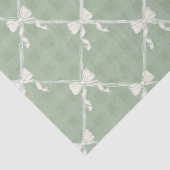 Coquette Bows Gingham Pattern Cream Sage Green Seidenpapier (Ausschnitt)