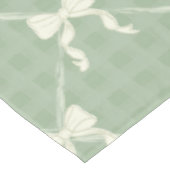 Coquette Bows Gingham Pattern Cream Sage Green Tischdecke (Schrägansicht)