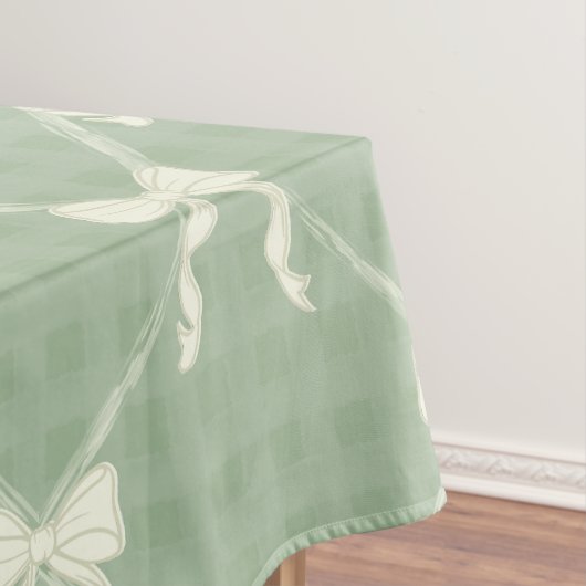 Coquette Bows Gingham Pattern Cream Sage Green Tischdecke (Beispiel)