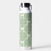 Coquette Bows Gingham Pattern Cream Sage Green  Trinkflasche (Vorne)