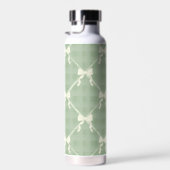 Coquette Bows Gingham Pattern Cream Sage Green  Trinkflasche (Rechts)