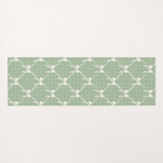 Coquette Bows Gingham Pattern Cream Sage Green Yogamatte (Rückseite (Horizontal))