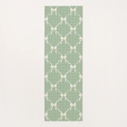 Coquette Bows Gingham Pattern Cream Sage Green Yogamatte (Rückseite)