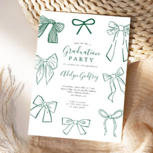 Coquette Bows Green Graduation Party Einladung