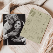 Coquette Bows Green Wedding Einladung