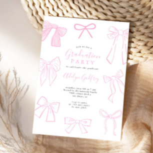 Coquette Bows Light Pink Graduation Party Einladung