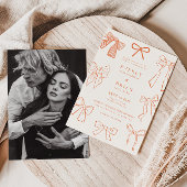 Coquette Bows Orange Wedding Einladung