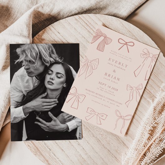 Coquette Bows Pink Hochzeit Einladung