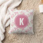Coquette Bows Pink Roses Blume Muster Monogramm Kissen (Decke)