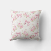 Coquette Bows Pink Roses Blume Muster Monogramm Kissen (Rückseite)