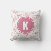 Coquette Bows Pink Roses Blume Muster Monogramm Kissen (Vorderseite)
