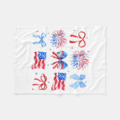 Coquette Bows Red White Blue Usa Flag 4th Of July Fleecedecke (Vorderseite (Horizontal))