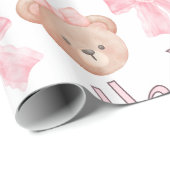Coquette Bows & Teddy Bear - Happy Birthday Geschenkpapier (Rolleneckpunkt)