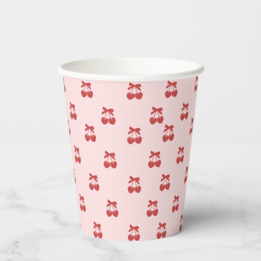 Coquette Brautparty Cherry Bow Paper Cups Pappbecher (Rückseite)