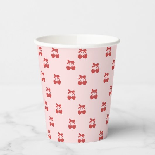 Coquette Brautparty Cherry Bow Paper Cups Pappbecher (Links)