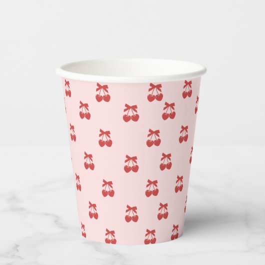 Coquette Brautparty Cherry Bow Paper Cups Pappbecher (Vorderseite)