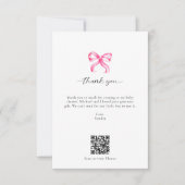 Coquette-Brautparty für rosa Bogen Dankeskarte (Vorderseite)