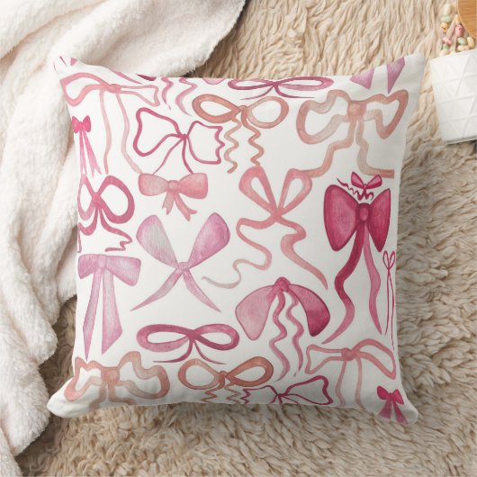Coquette Brautparty Gift Pink Bow Wohngestaltung Kissen (Decke)