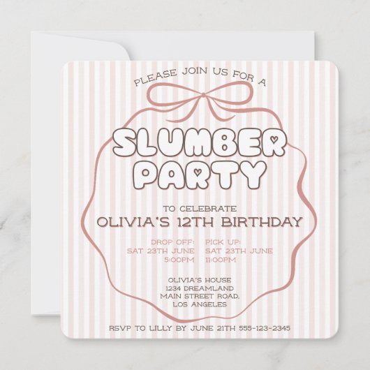 Coquette-Bugslumpe Party Rosa Geburtstag Einladung (Vorderseite)