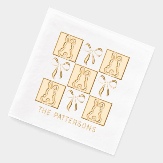 Coquette Bunnies Bows Ostern Personalisiert Name Servietten Mit Folie (Links)