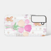 Coquette Bunny Phone Case – White & Floral Samsung Galaxy Hülle (Rückseite (Horizontal))