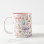 Coquette Bunny & Pink Bows Easter Mug Zweifarbige Tasse (Links)