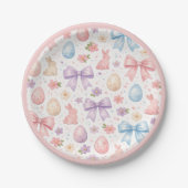 Coquette Bunny & Pink Bows Easter Paper Plates Pappteller (Vorderseite)