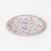 Coquette Bunny & Pink Bows Easter Paper Plates Pappteller (Schrägansicht)
