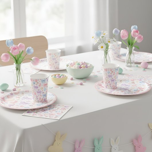 Coquette Bunny & Pink Bows Ostern-Papierplatten Pappteller