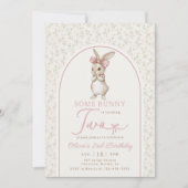 Coquette Bunny Rabbit Girl 2nd Birthday Invitation Einladung (Vorderseite)