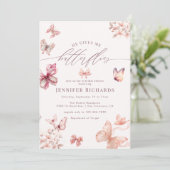 Coquette Butterfly | Schmetterlinge Brautparty Einladung (Stehend Vorderseite)