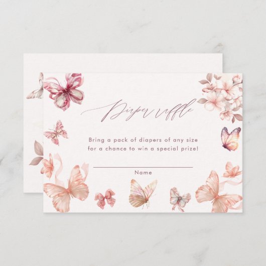 Coquette Butterfly | Schmetterlinge Windeln Begleitkarte (Vorne/Hinten)